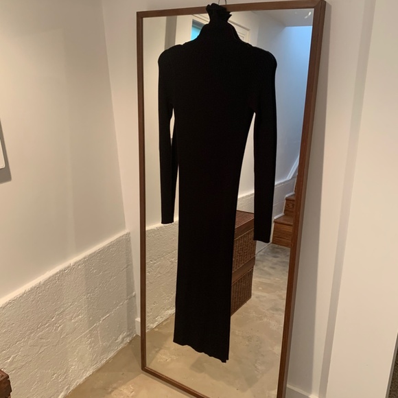 Zara Knit Black Ribbed Turtleneck Midi Dress - Picture 4 of 5